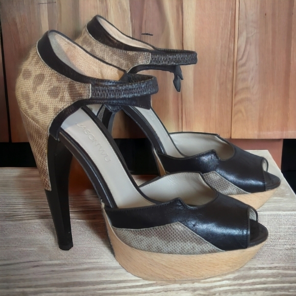 Jason Wu Lizard Textured Leather Peep Toe Mob Wife Platform Heels 37.5 US 7.5 - Picture 13 of 13